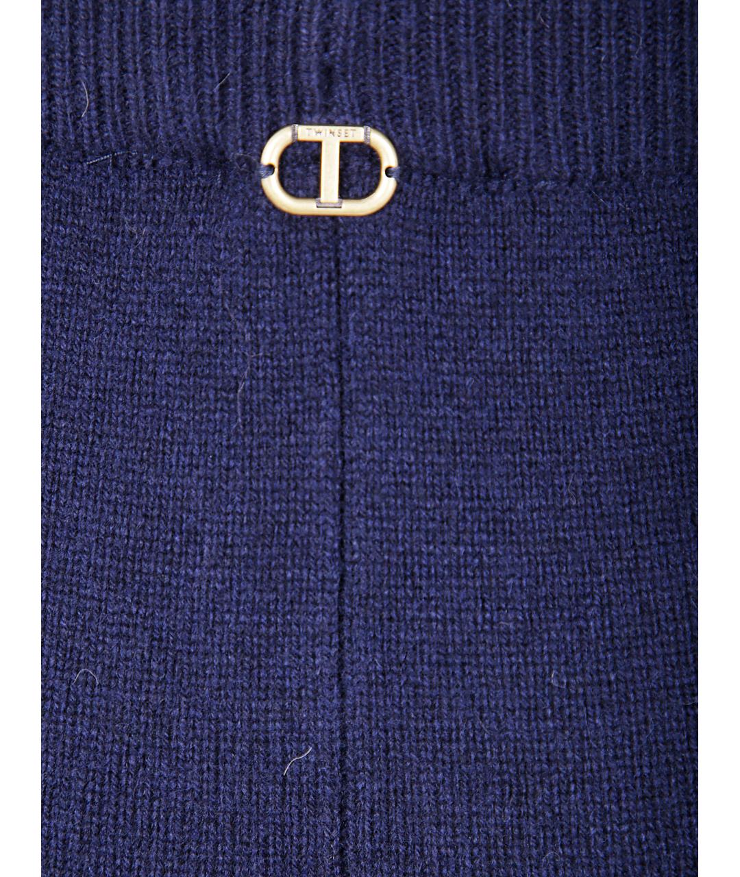 TWIN-SET Синие кашемировые прямые брюки, фото 3