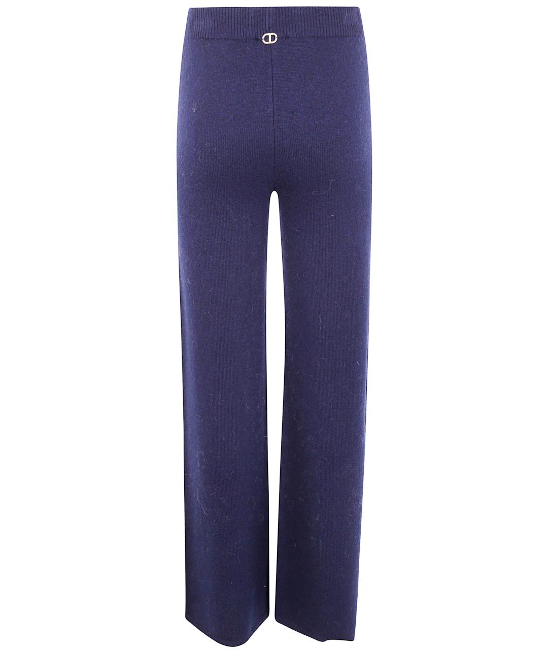 TWIN-SET Синие кашемировые прямые брюки, фото 2