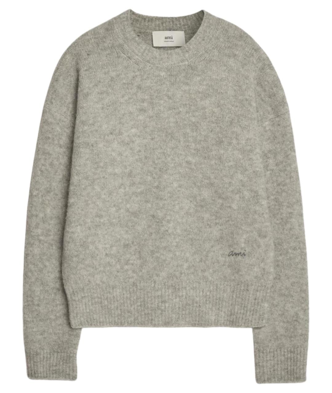 Ami Paris Серый шерстяной джемпер / свитер, фото 1
