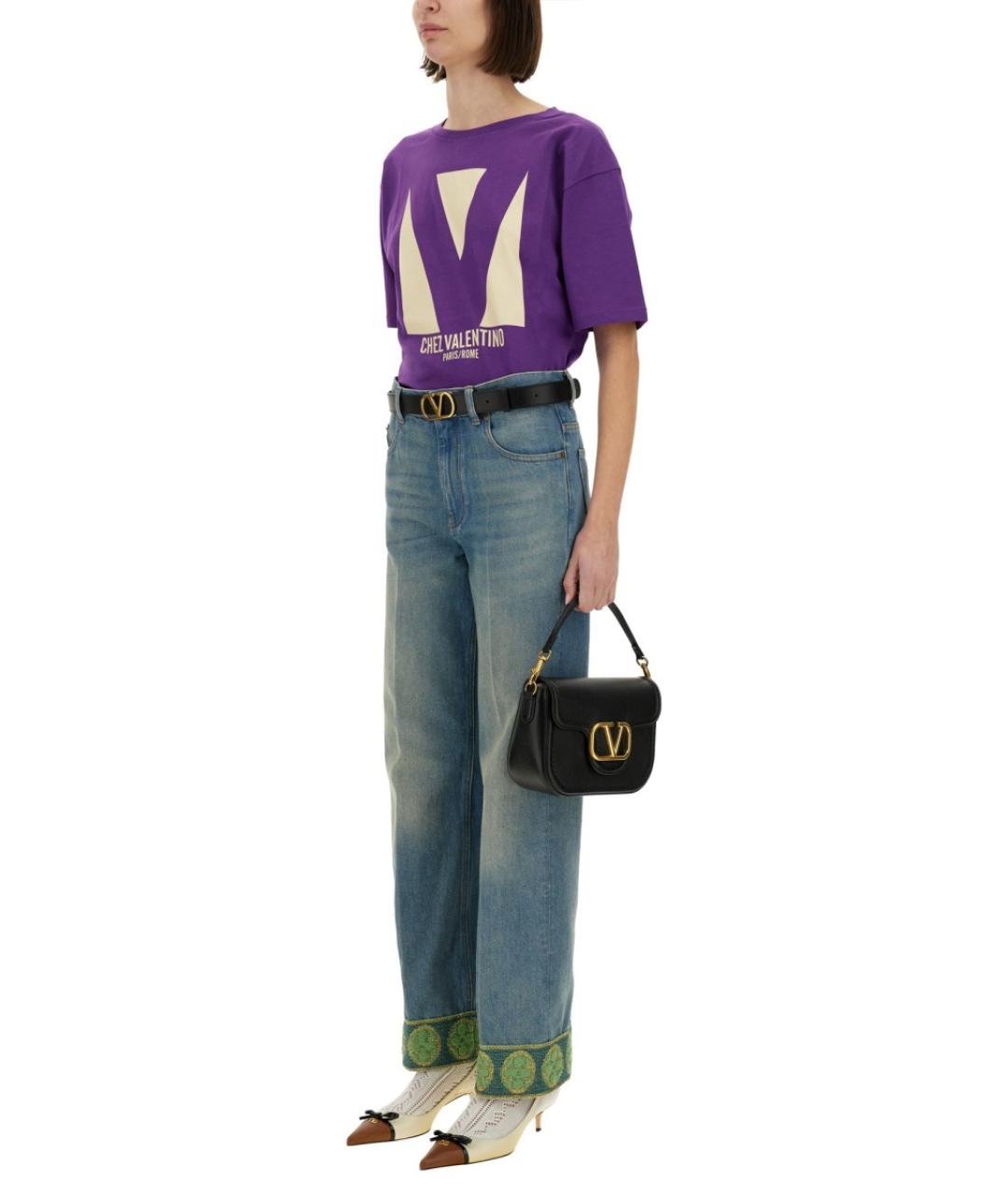 VALENTINO Фиолетовая хлопковая футболка, фото 3