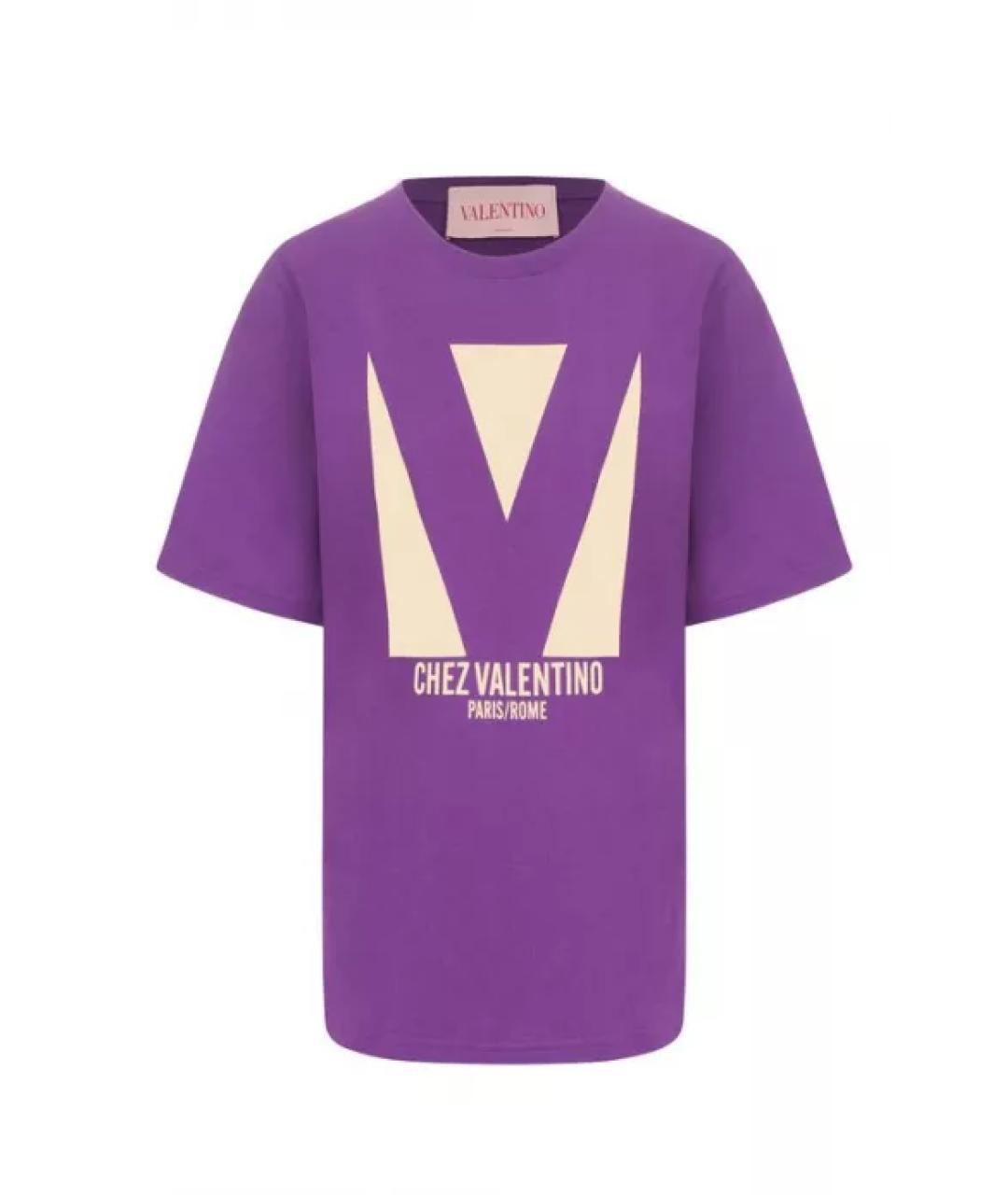 VALENTINO Фиолетовая хлопковая футболка, фото 1