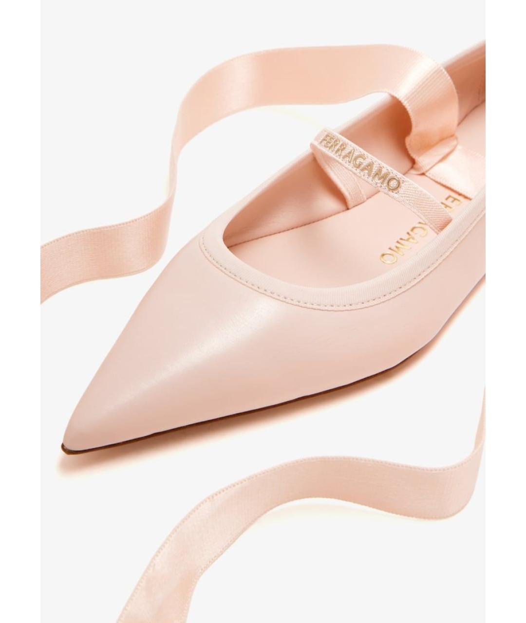 FERRAGAMO Розовые кожаные балетки, фото 3