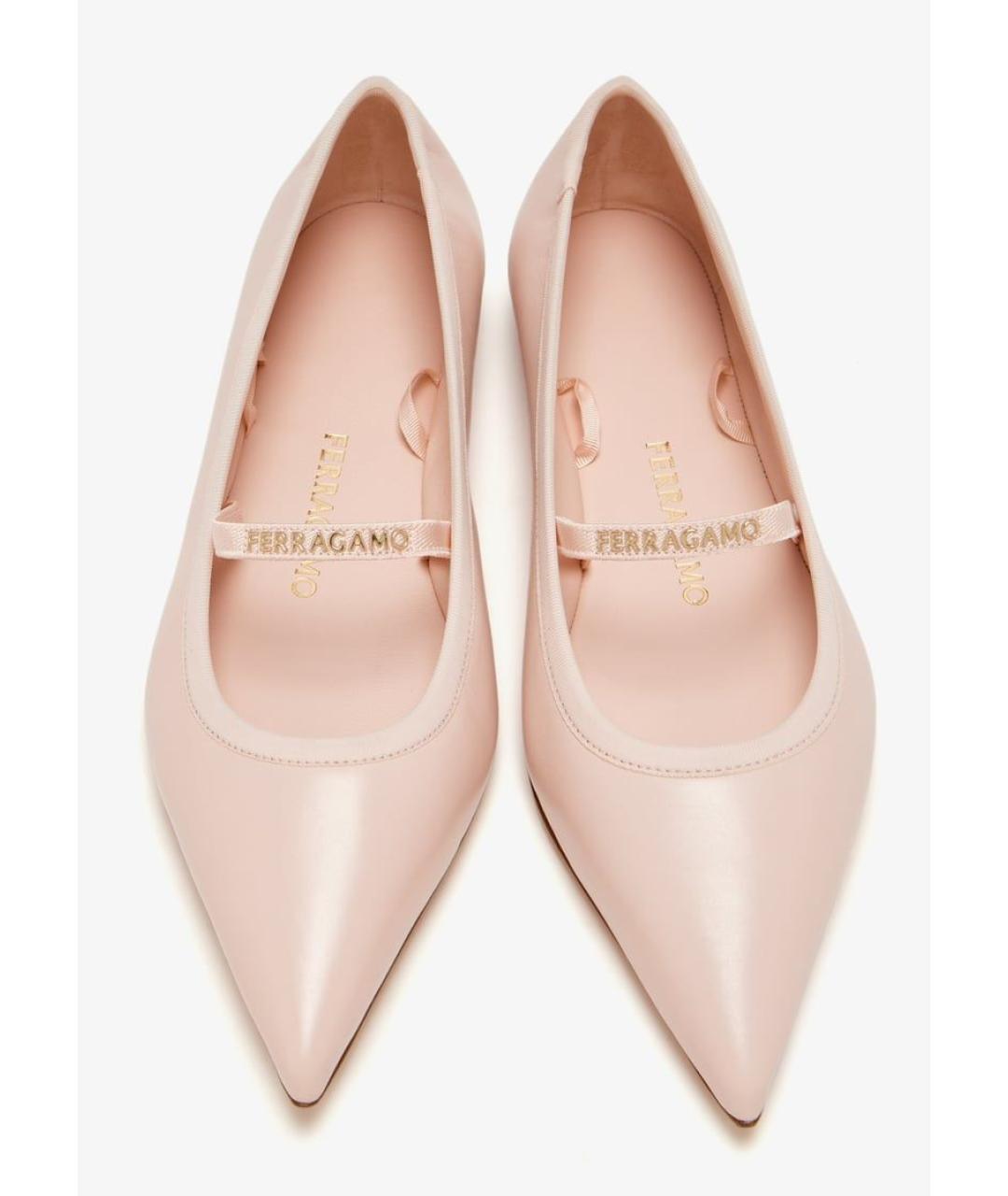 FERRAGAMO Розовые кожаные балетки, фото 5