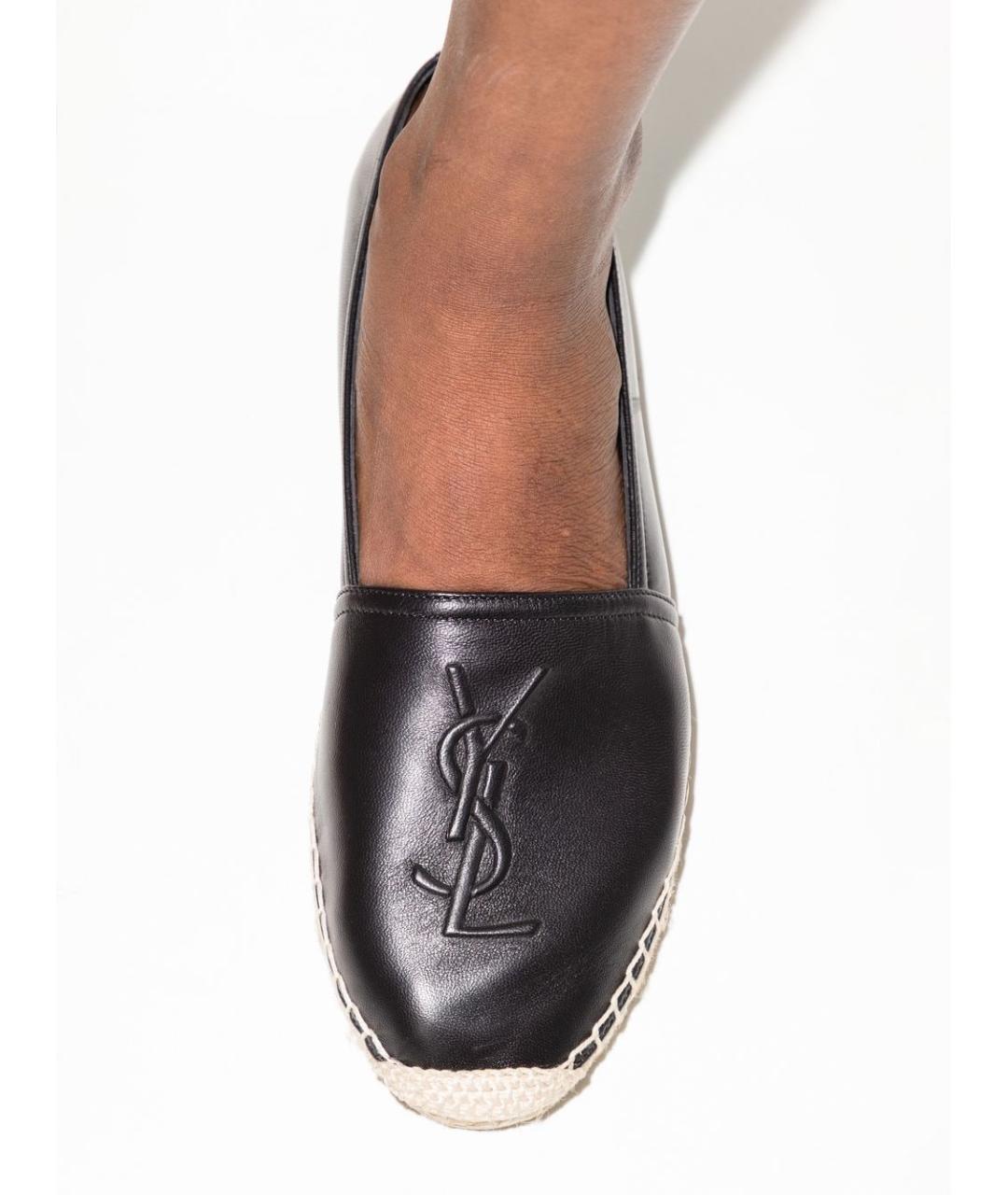 SAINT LAURENT Черные кожаные эспадрильи, фото 3