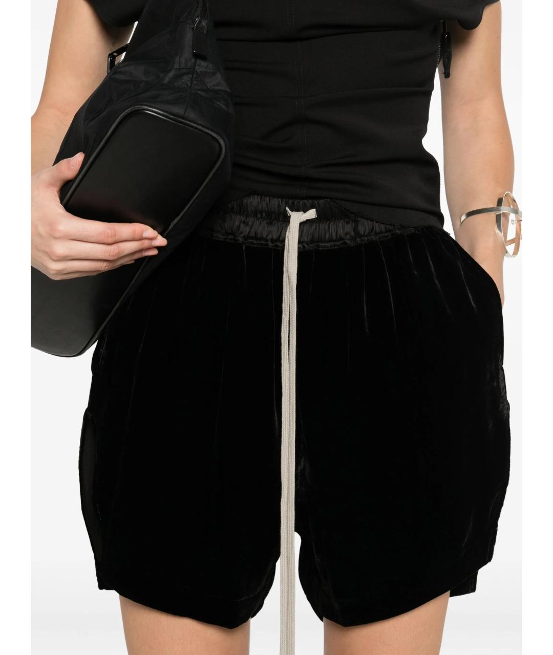 RICK OWENS Черные вискозные шорты, фото 5