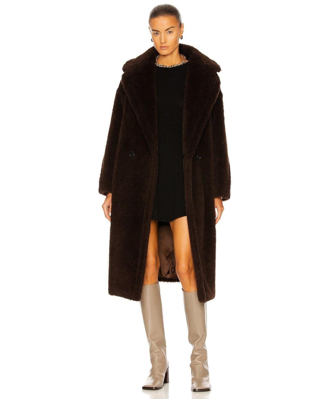 MAX MARA Коричневая шерстяная шуба, фото 3