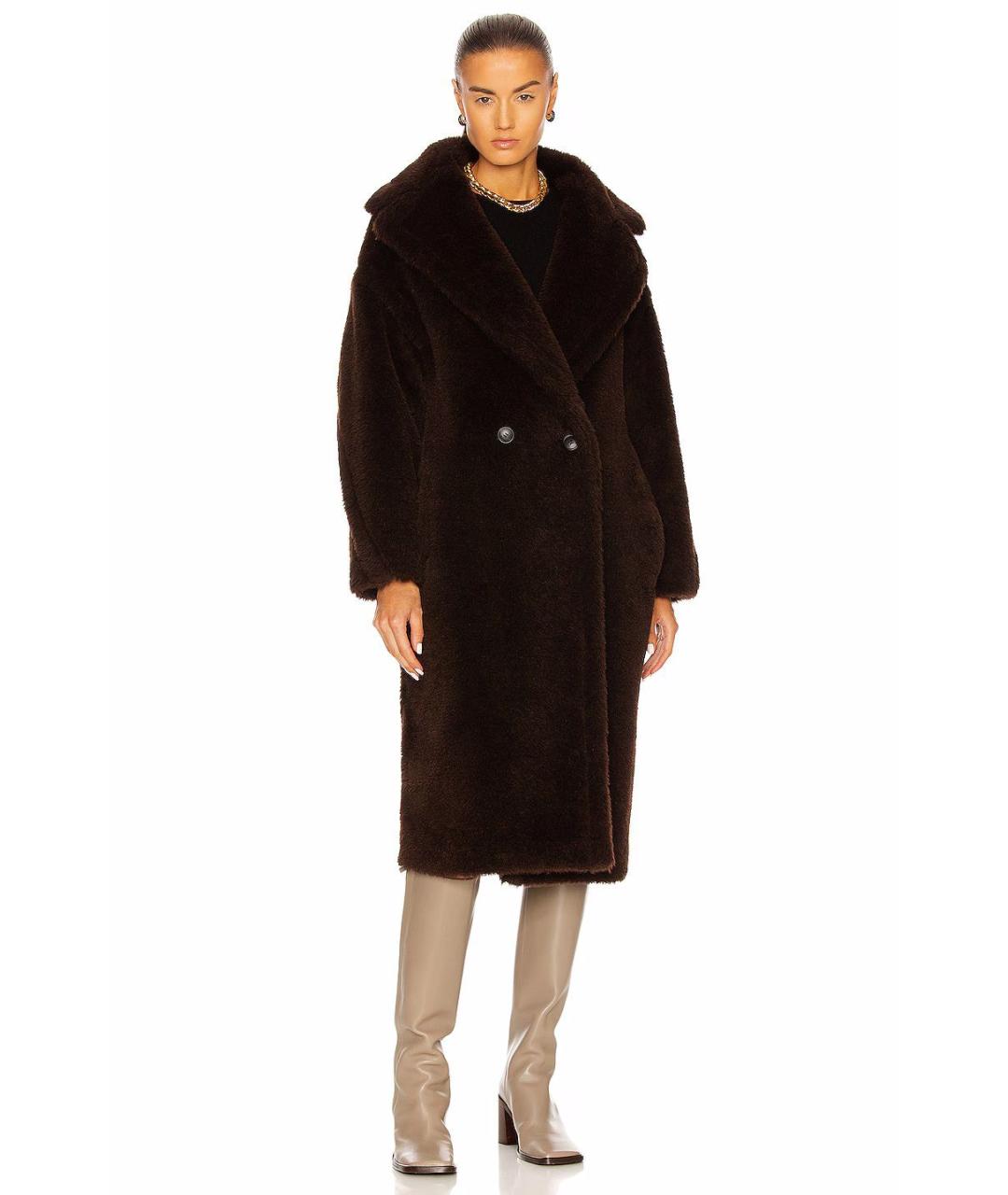 MAX MARA Коричневая шерстяная шуба, фото 4