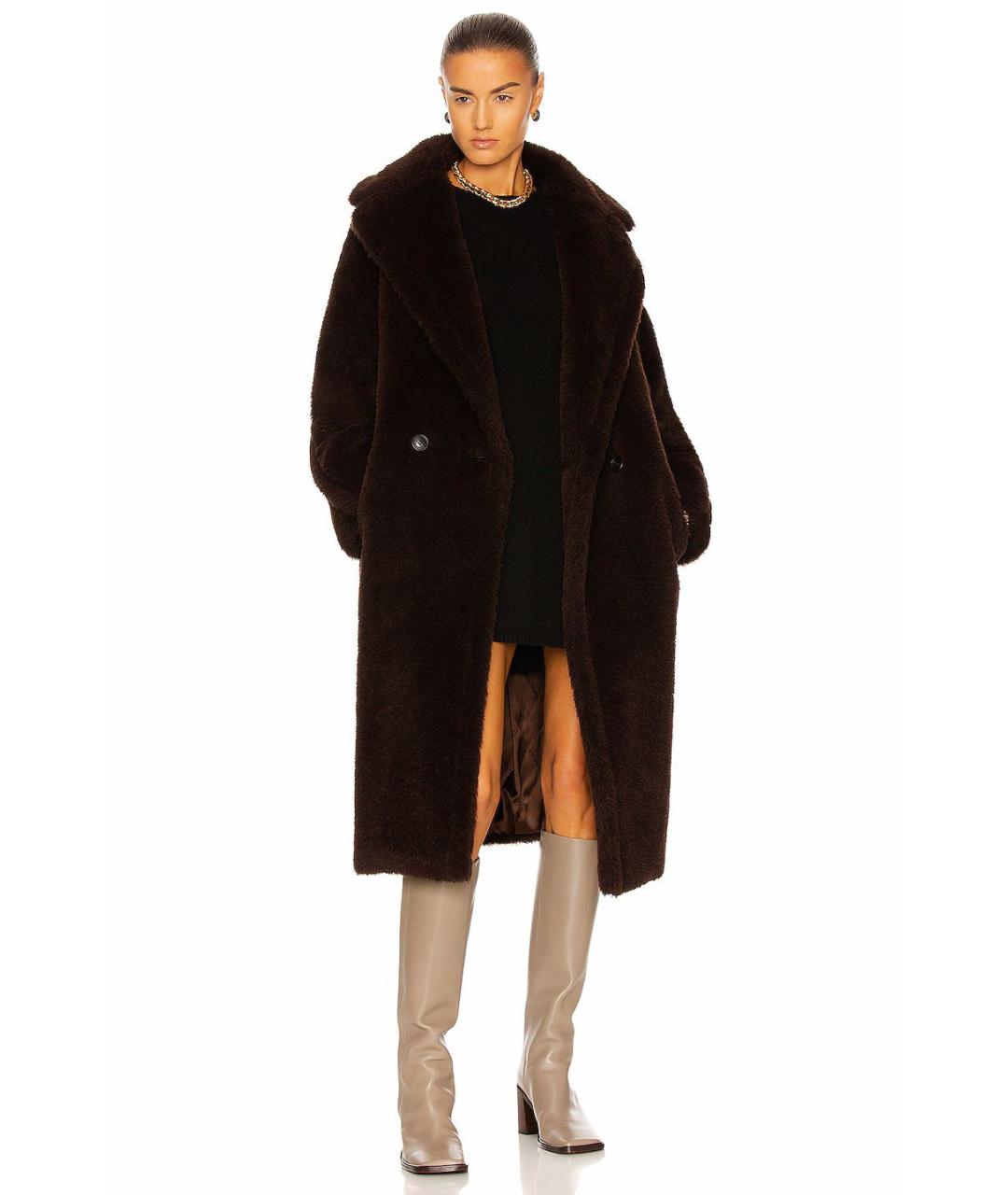 MAX MARA Коричневая шерстяная шуба, фото 2