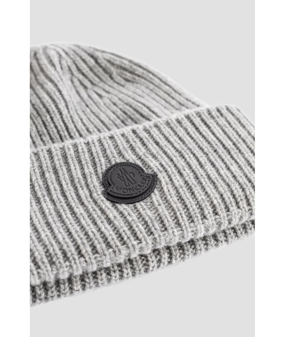 MONCLER Серая кашемировая шапка, фото 2