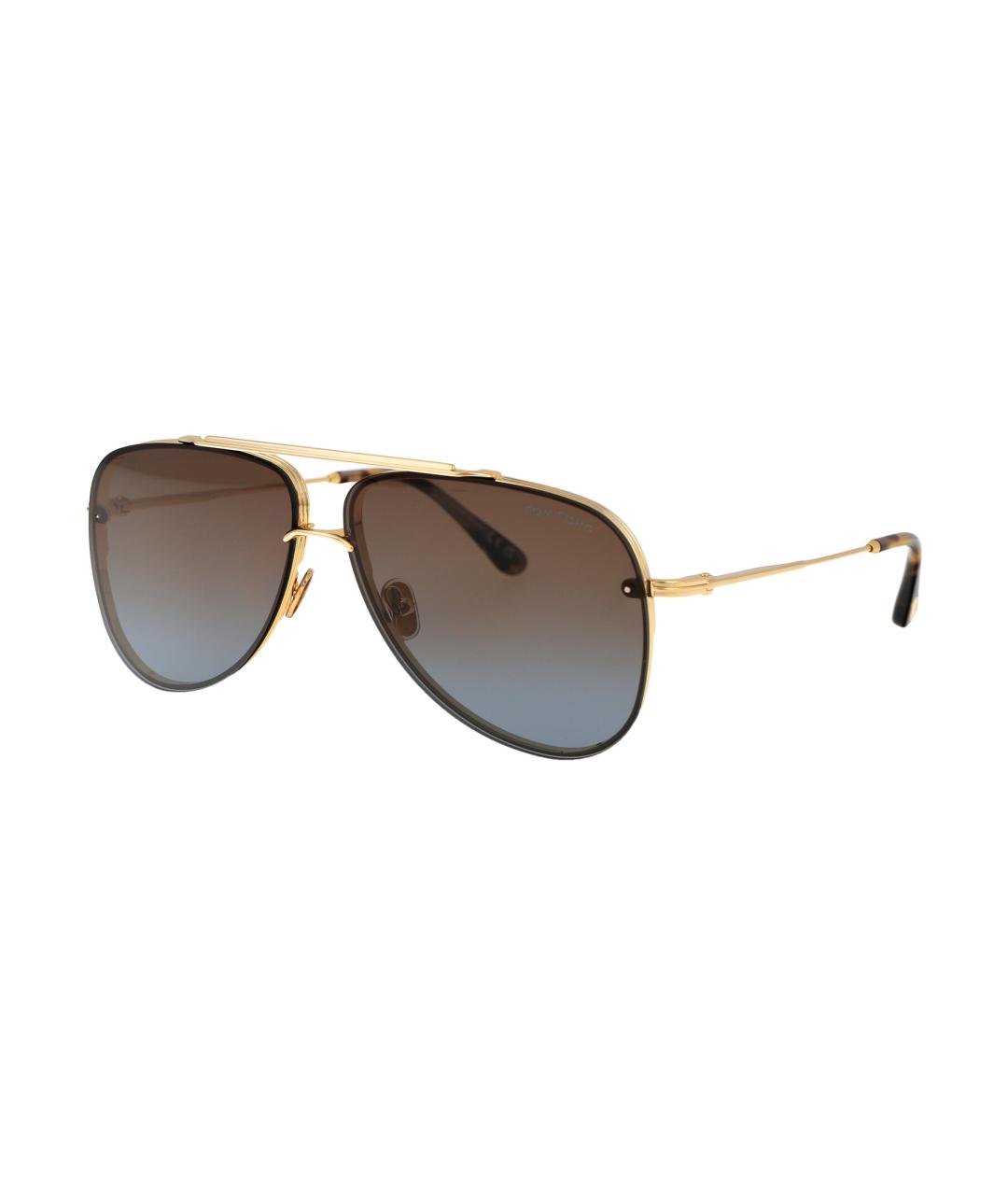 TOM FORD Золотые металлические солнцезащитные очки, фото 2