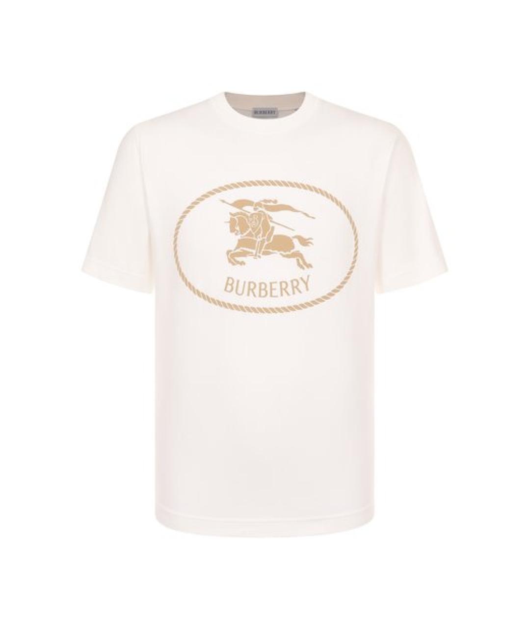 BURBERRY Белая хлопковая футболка, фото 1