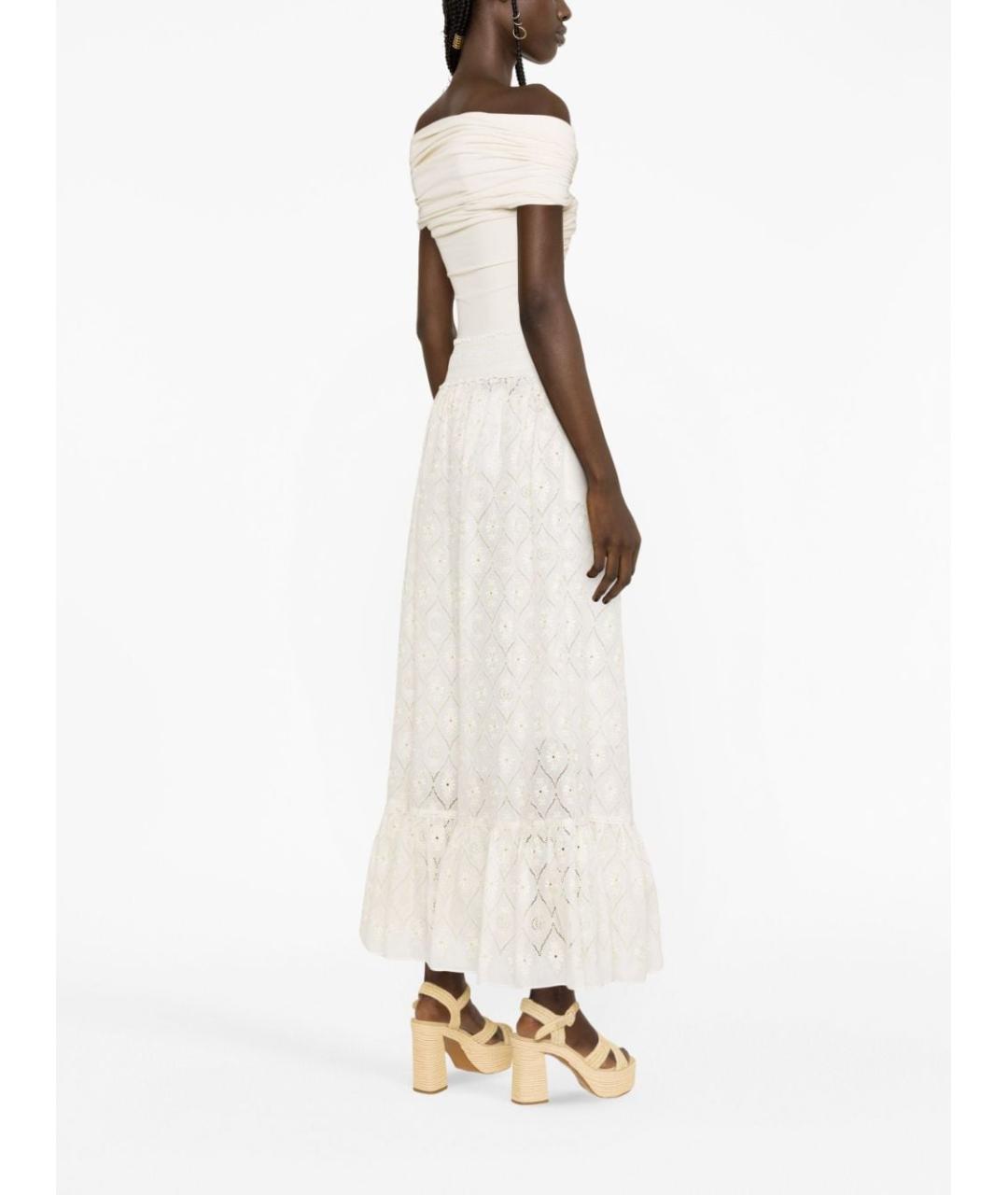 GUCCI Белая хлопковая юбка макси, фото 3