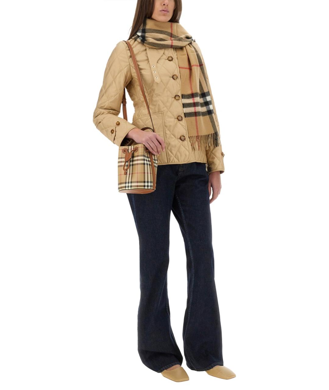 BURBERRY Бежевая полиэстеровая куртка, фото 3