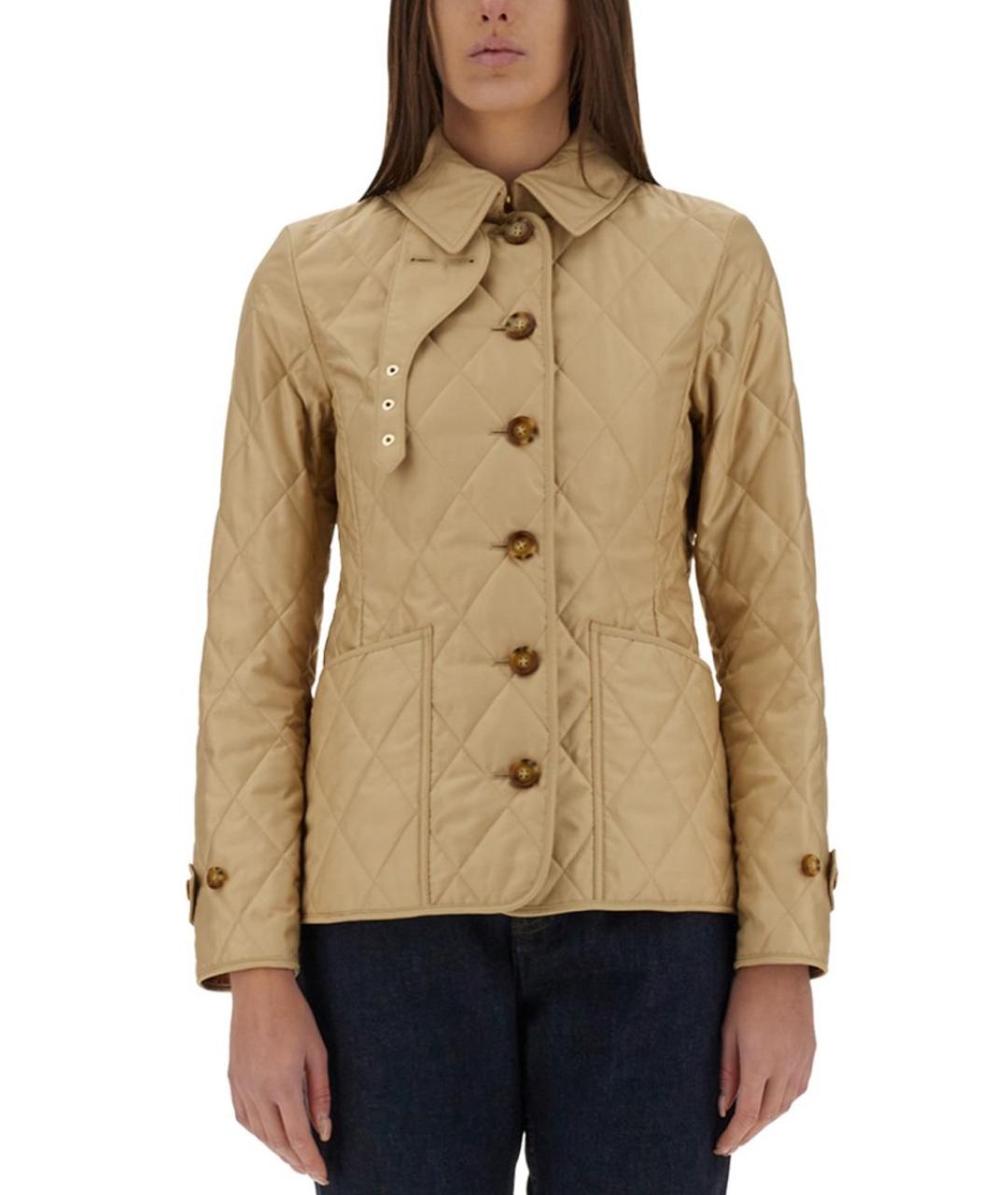 BURBERRY Бежевая полиэстеровая куртка, фото 2