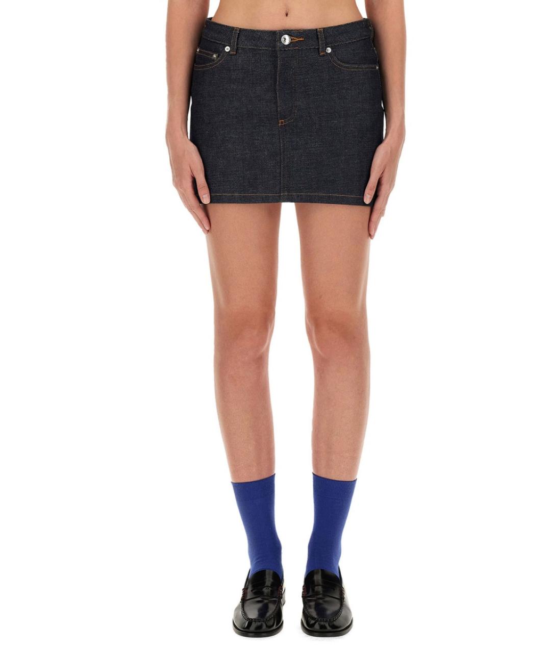 A.P.C. Синяя хлопковая юбка мини, фото 1