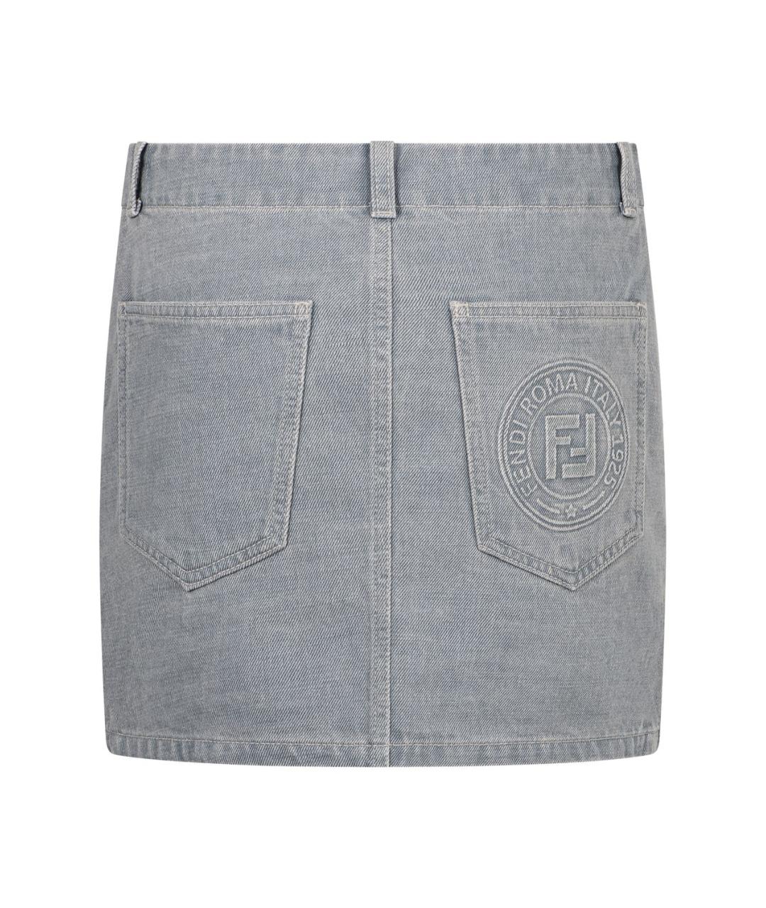 FENDI Синяя хлопковая юбка мини, фото 2