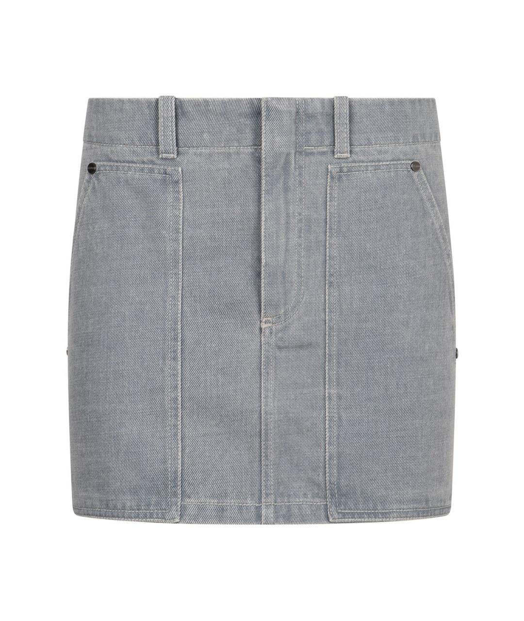 FENDI Синяя хлопковая юбка мини, фото 1