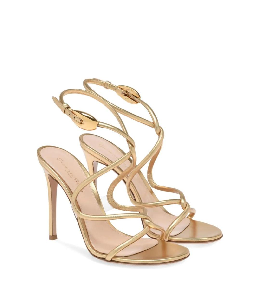 GIANVITO ROSSI Золотые кожаные босоножки, фото 2
