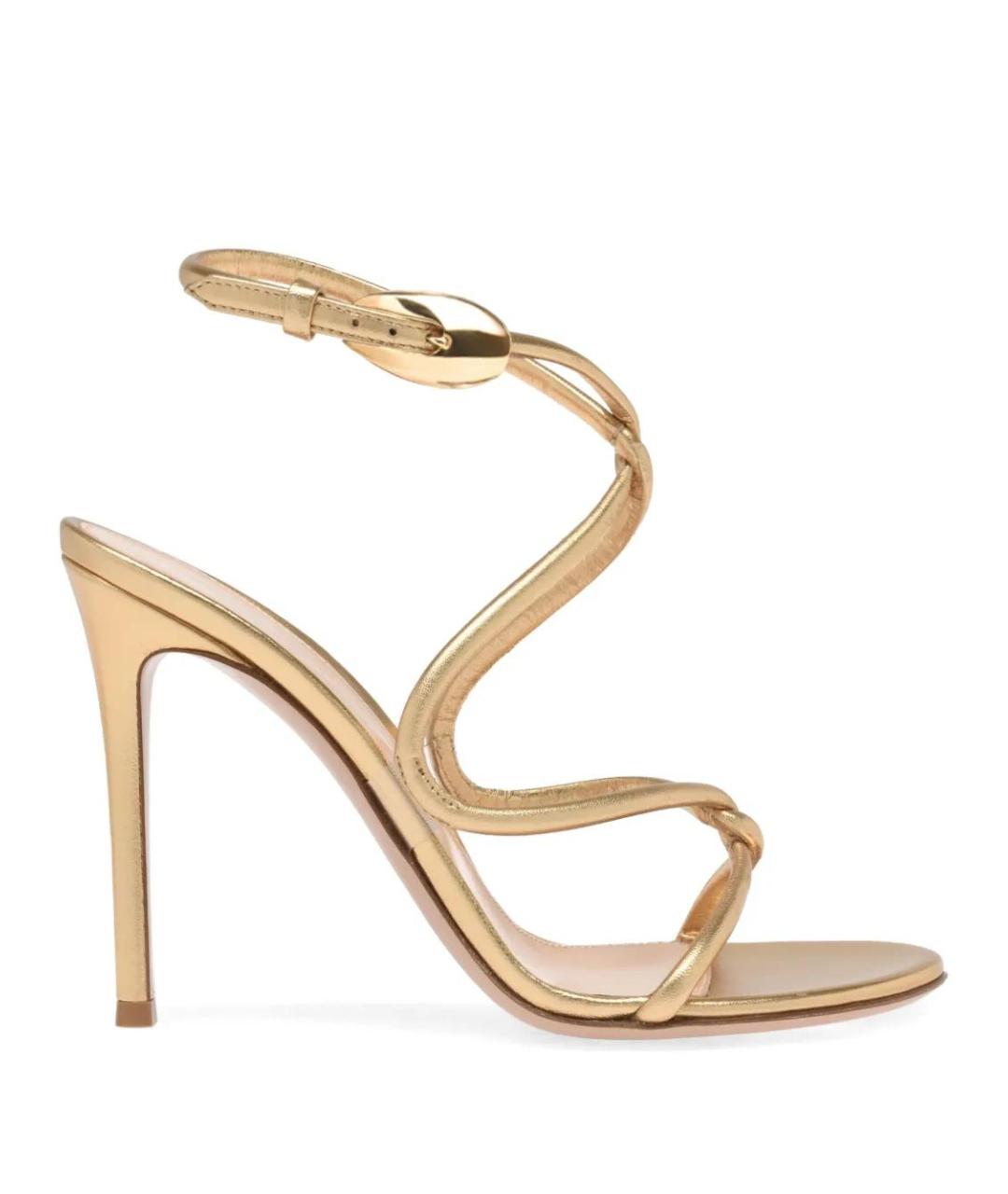 GIANVITO ROSSI Золотые кожаные босоножки, фото 1
