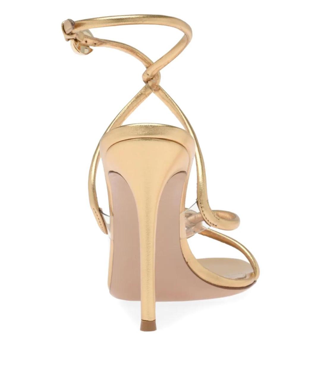 GIANVITO ROSSI Золотые кожаные босоножки, фото 4