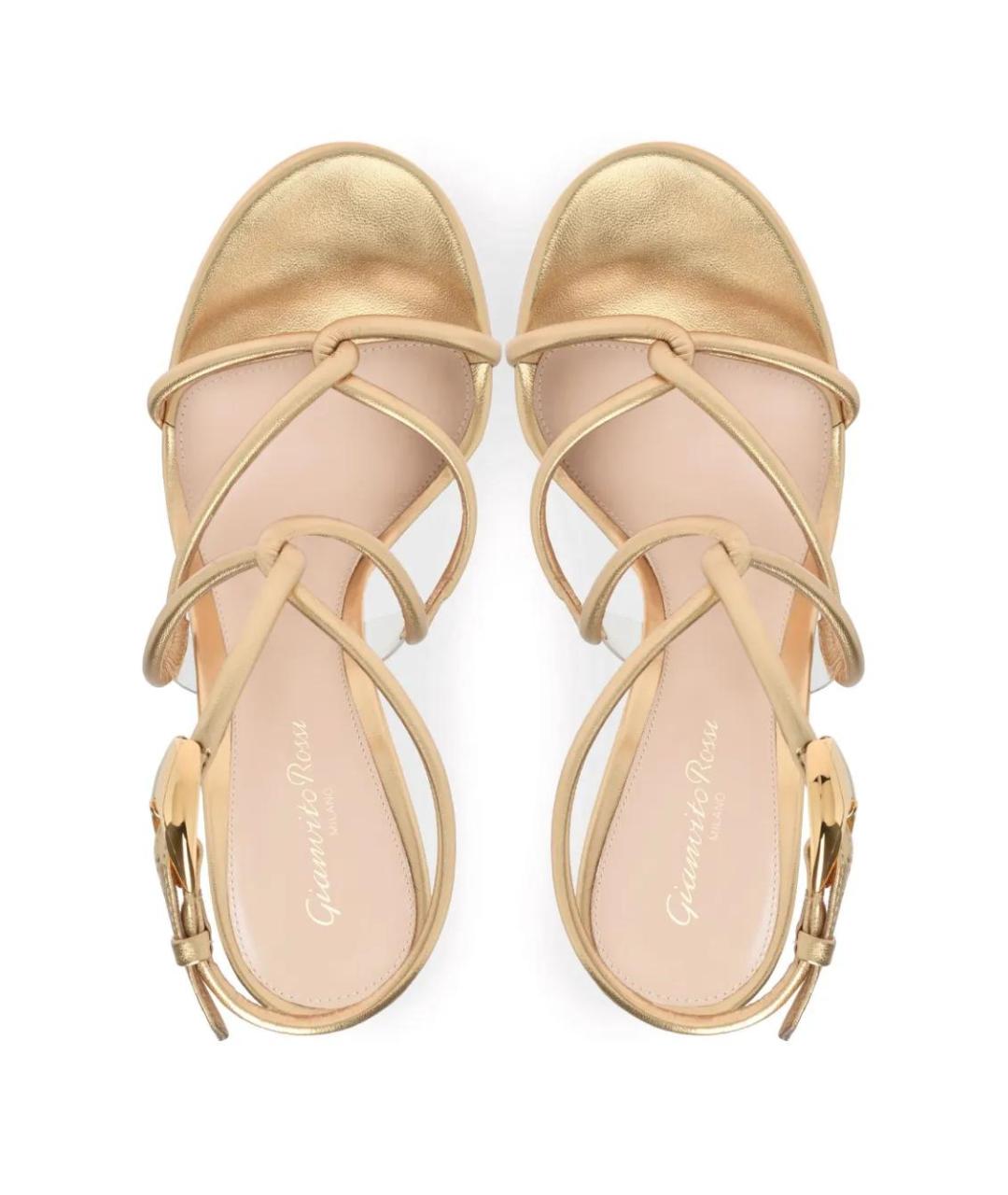 GIANVITO ROSSI Золотые кожаные босоножки, фото 3