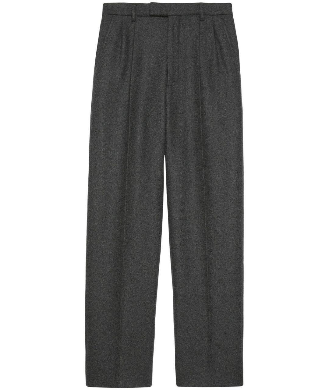 GUCCI Серые шерстяные повседневные брюки, фото 1