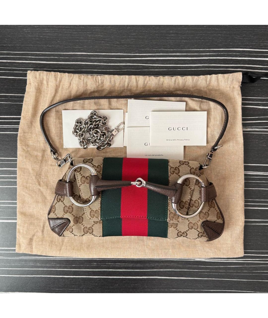 GUCCI Коричневая тканевая сумка через плечо, фото 5