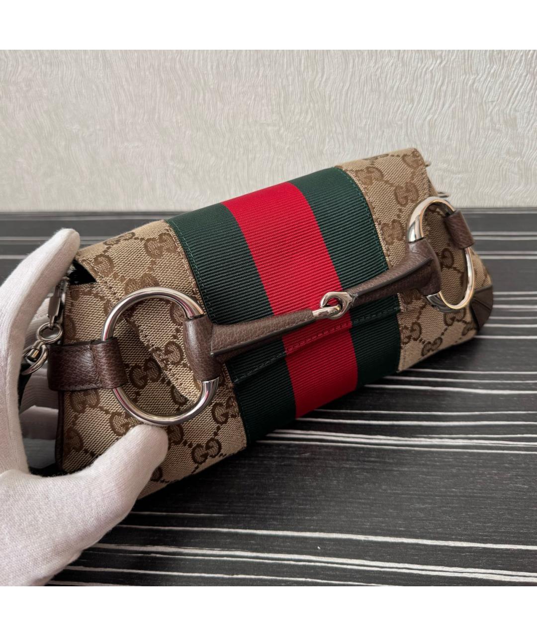 GUCCI Коричневая тканевая сумка через плечо, фото 2