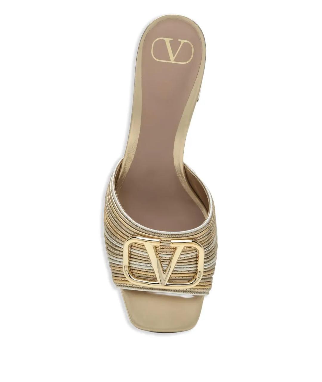 VALENTINO Золотые кожаные мюли, фото 4