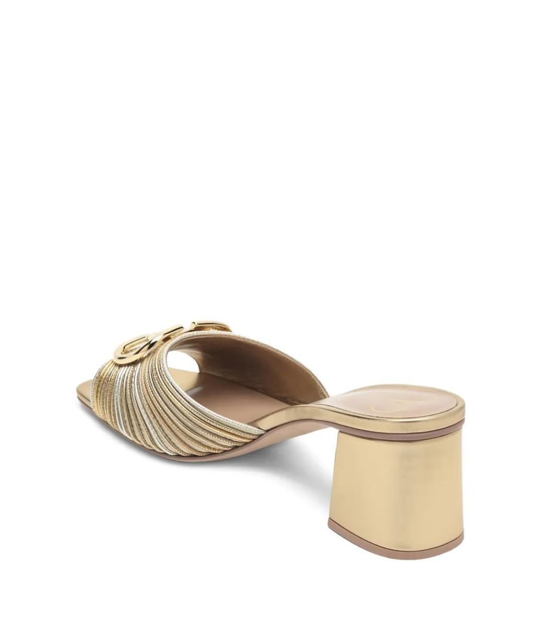 VALENTINO Золотые кожаные мюли, фото 3