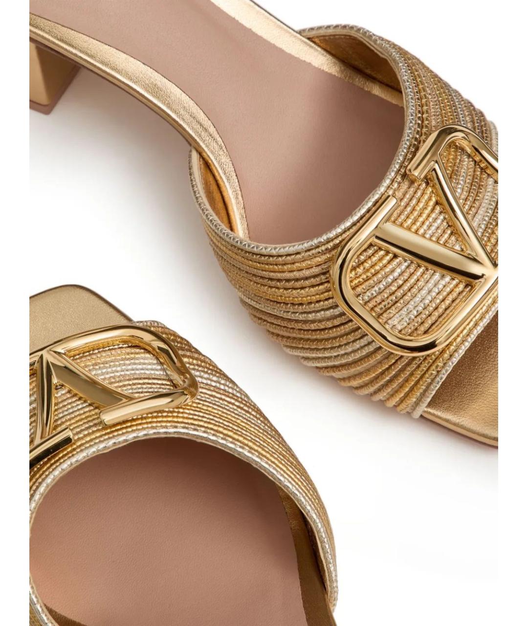 VALENTINO Золотые кожаные мюли, фото 6