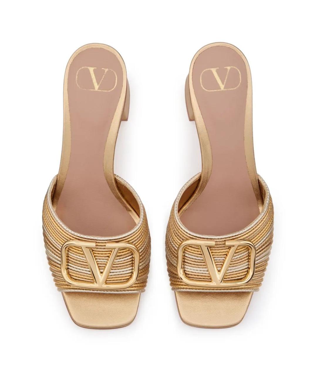 VALENTINO Золотые кожаные мюли, фото 5