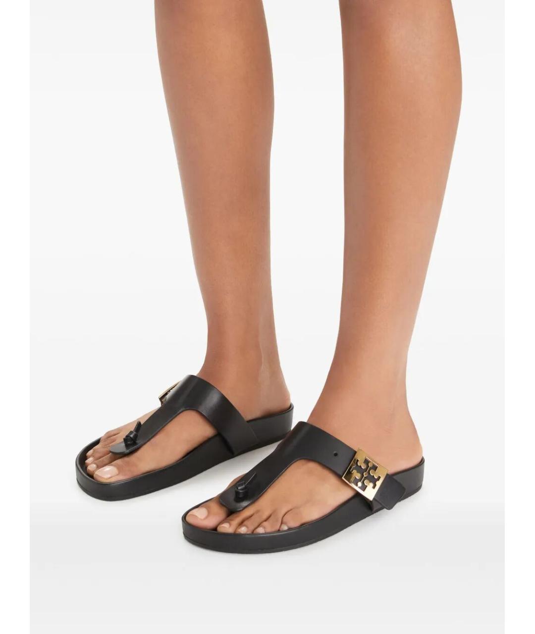 TORY BURCH Черные кожаные сандалии, фото 4