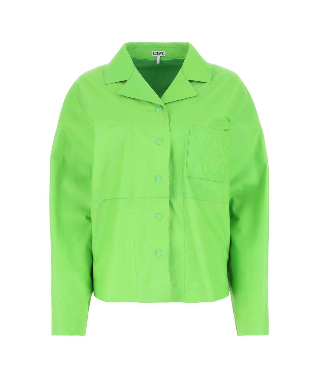 LOEWE Зеленая кожаная куртка, фото 1