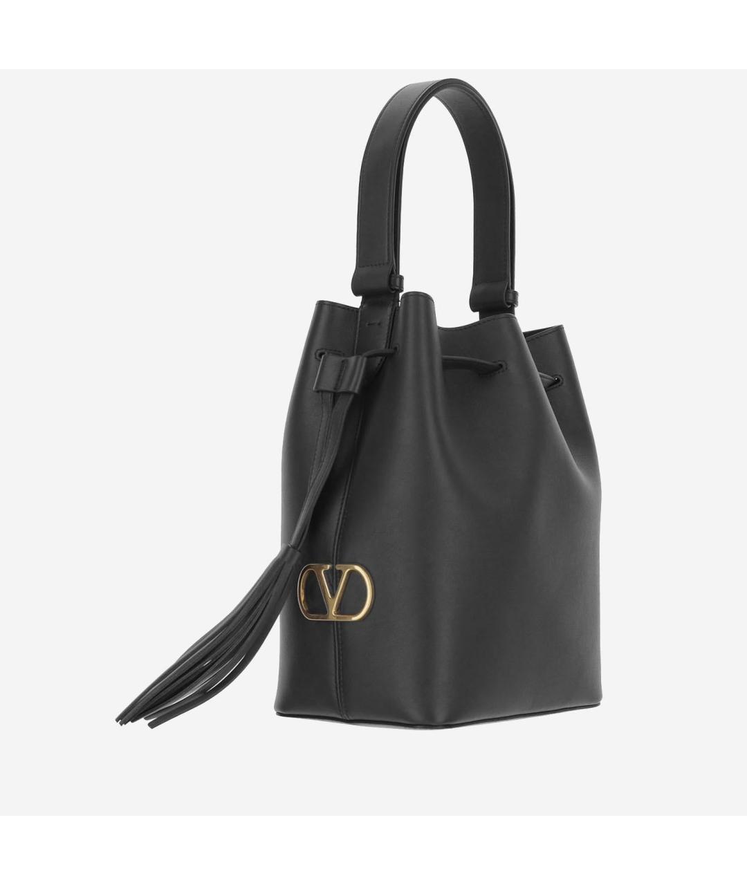 VALENTINO Черная кожаная сумка тоут, фото 3
