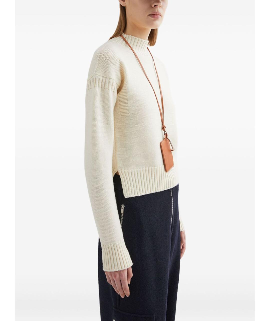 JIL SANDER Бежевый шерстяной джемпер / свитер, фото 4