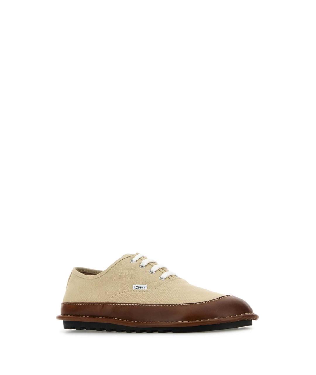 LOEWE Бежевые текстильные низкие кроссовки / кеды, фото 2