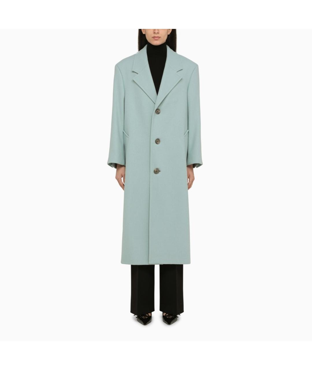 Ami Paris Голубое шерстяное пальто, фото 5