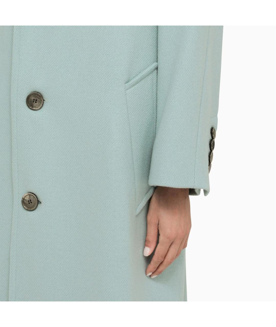 Ami Paris Голубое шерстяное пальто, фото 4