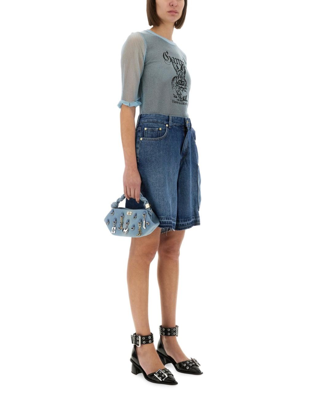 GANNI Голубой полиэстеровый джемпер / свитер, фото 3