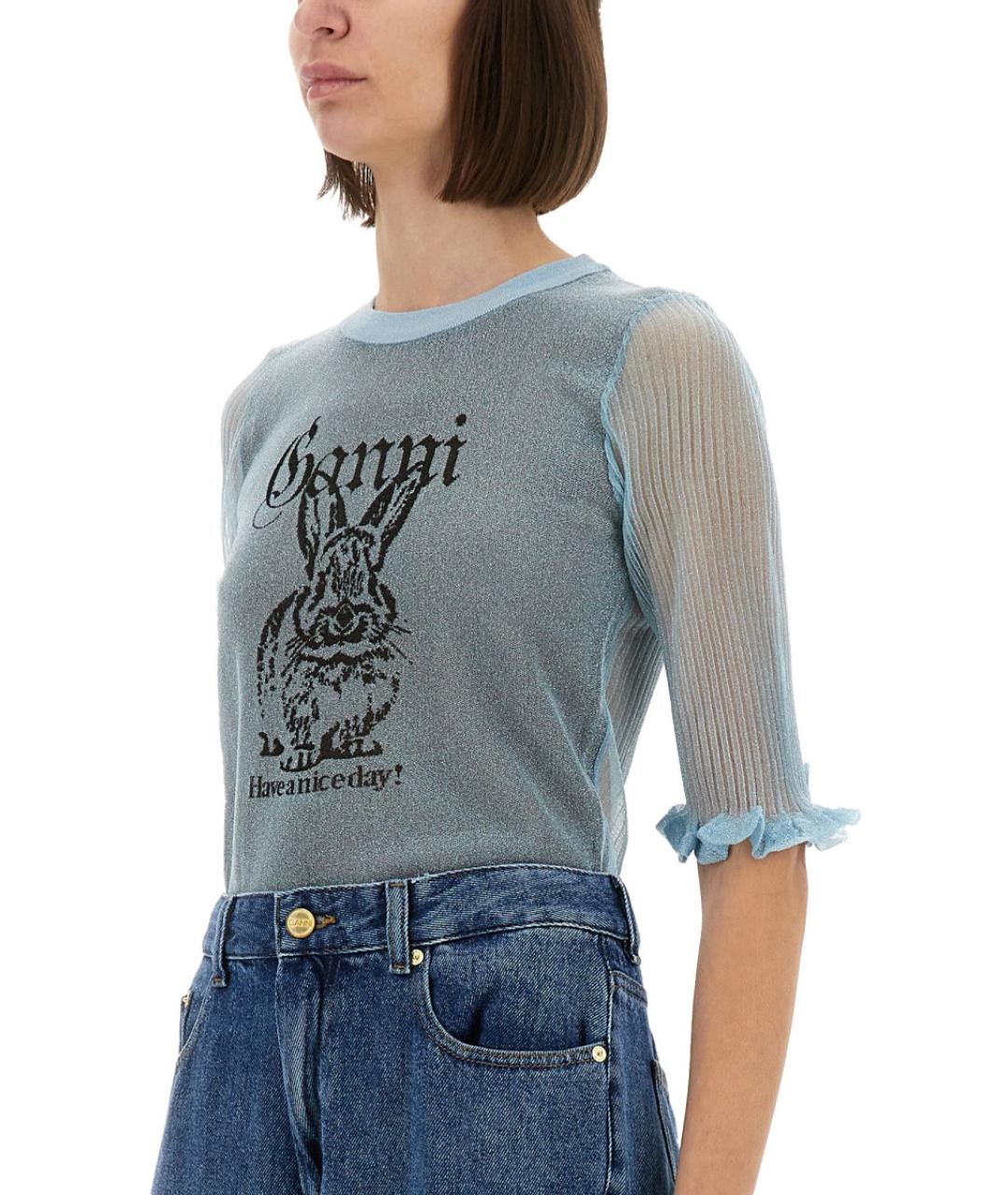 GANNI Голубой полиэстеровый джемпер / свитер, фото 5