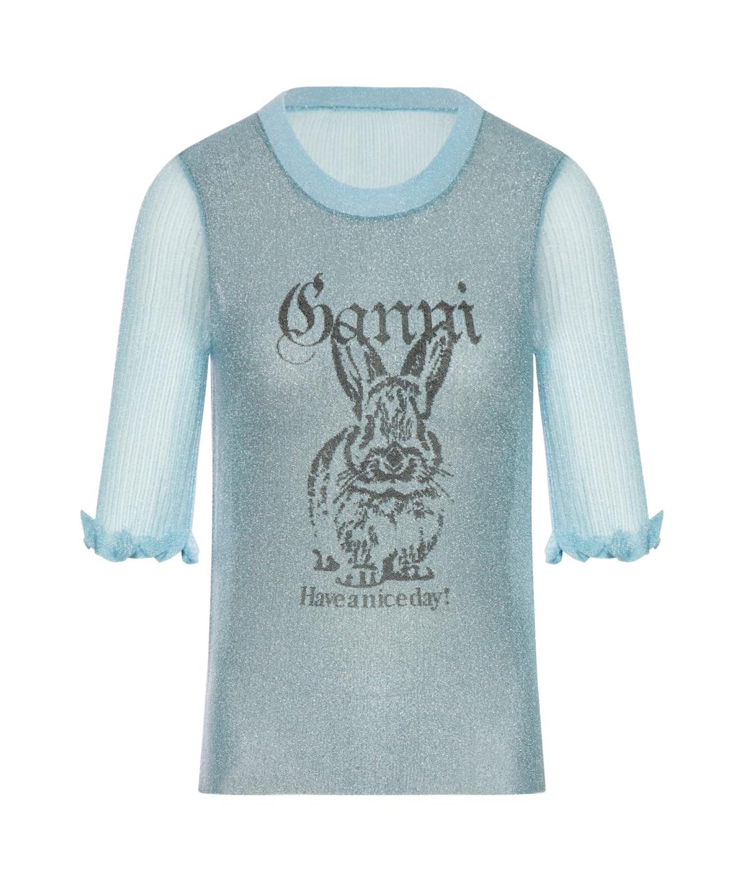 GANNI Голубой полиэстеровый джемпер / свитер, фото 1