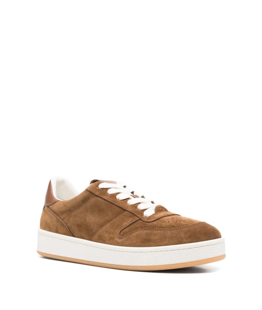 GIANVITO ROSSI Коричневые замшевые низкие кроссовки / кеды, фото 2