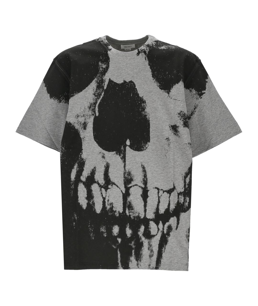 ALEXANDER MCQUEEN Серая хлопковая футболка, фото 1