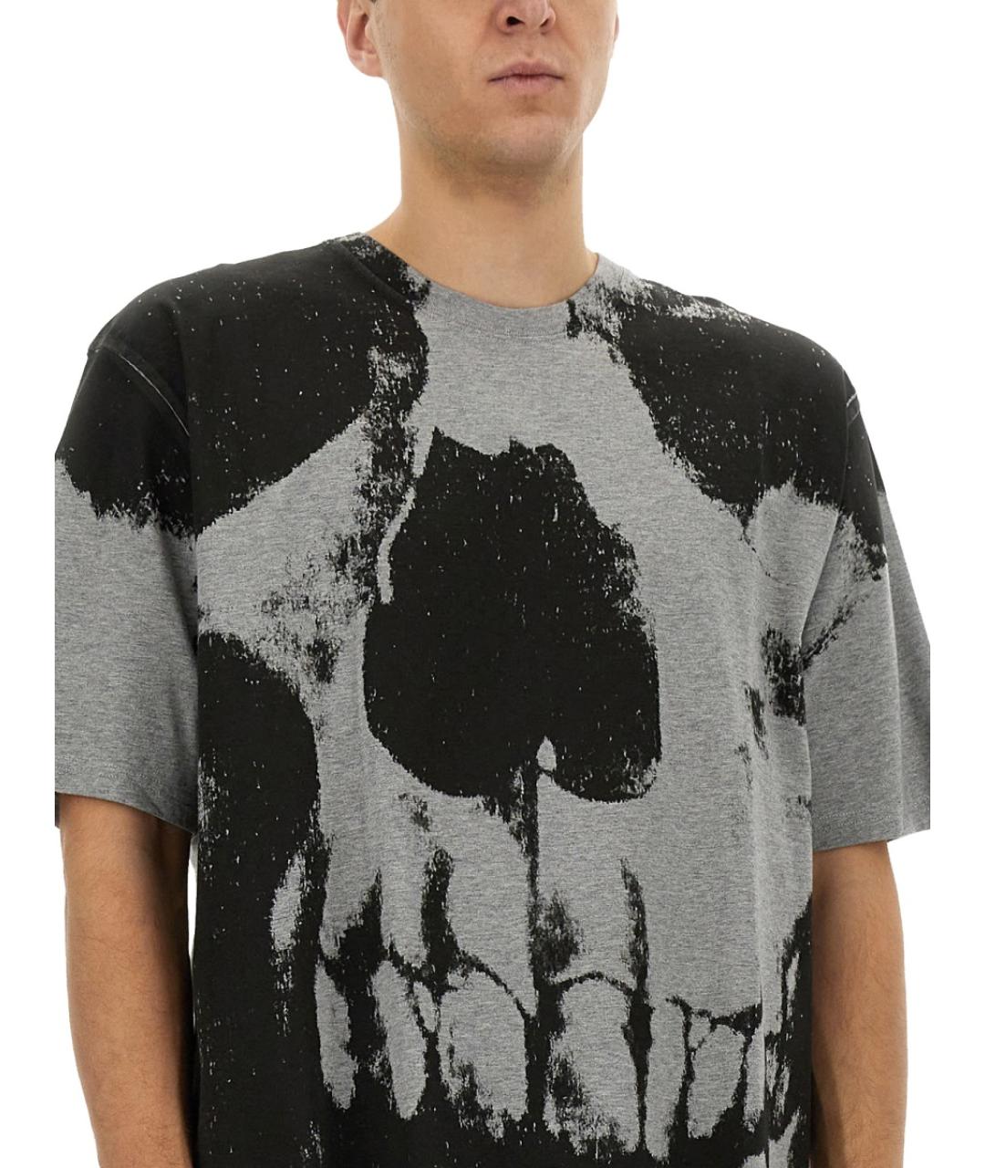 ALEXANDER MCQUEEN Серая хлопковая футболка, фото 5