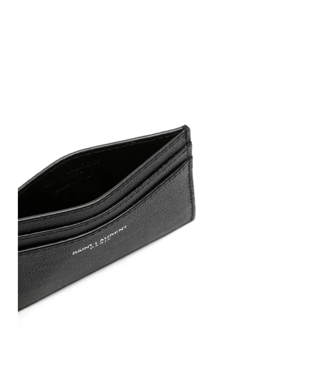 SAINT LAURENT Черный кожаный кардхолдер, фото 3