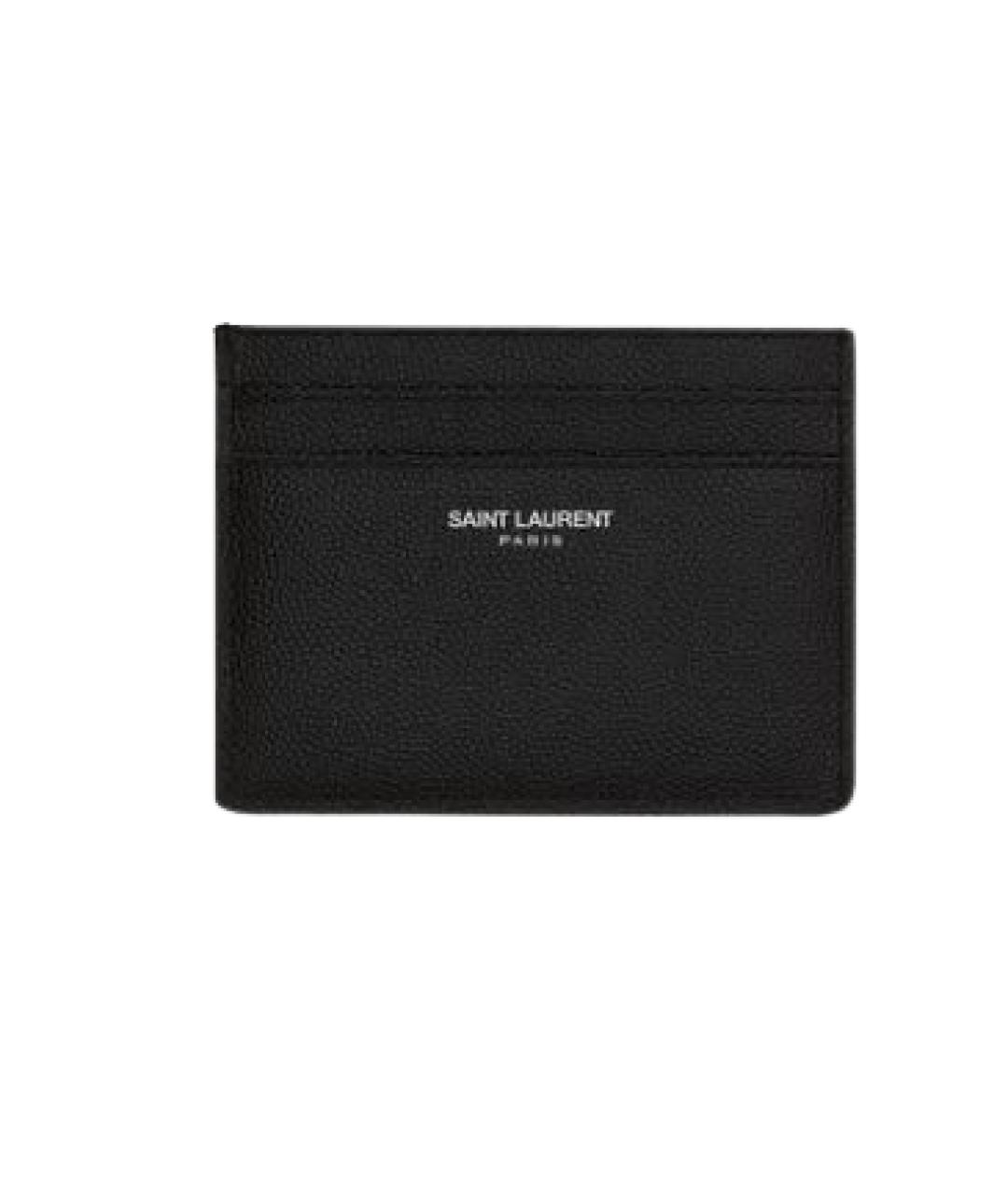 SAINT LAURENT Черный кожаный кардхолдер, фото 1