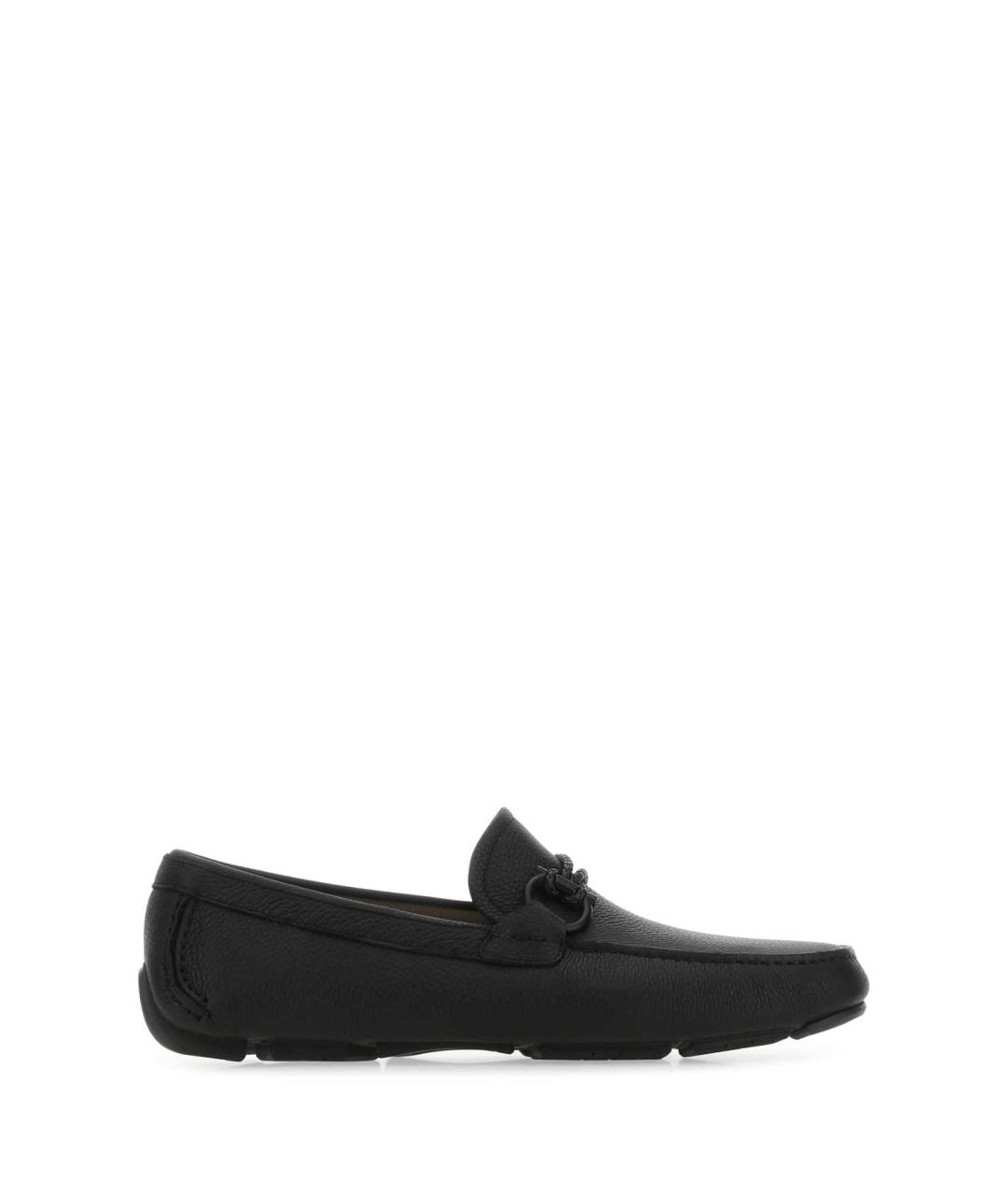 FERRAGAMO Черные кожаные лоферы, фото 1