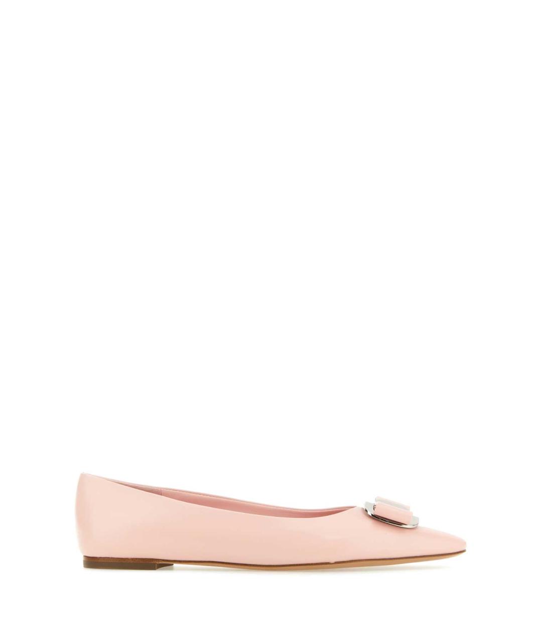 FERRAGAMO Розовые кожаные балетки, фото 1