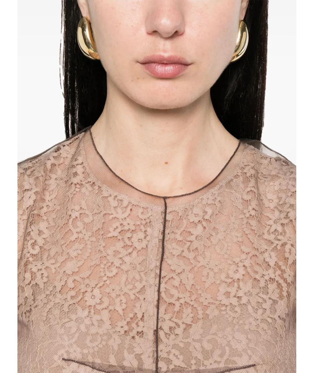 FENDI Бежевое хлопковое вечернее платье, фото 4